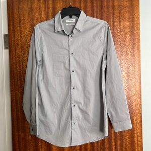Boys grey button down dress shirt, worn once, no stains or tears